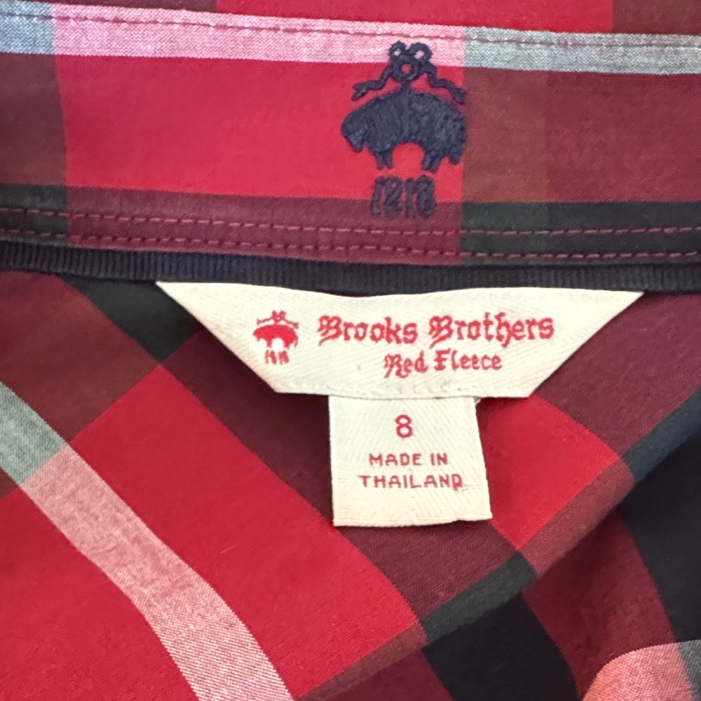Brooks Brothers Plaid Long Sleeve Dress - Red, Yellow, White, Black - Picture 2 of 6